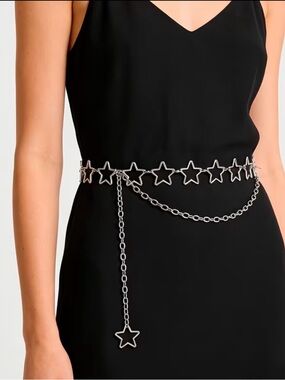 Silver Star Link Chain Belt - Women Accessories